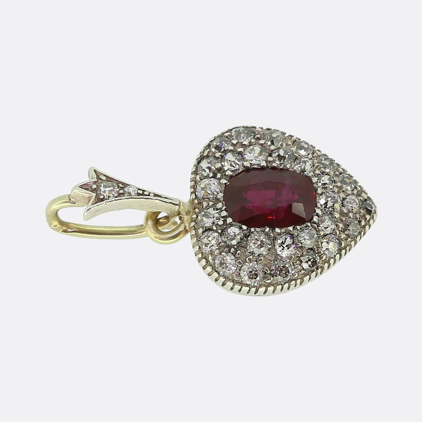 Victorian Ruby and Old Cut Diamond Locket Pendant