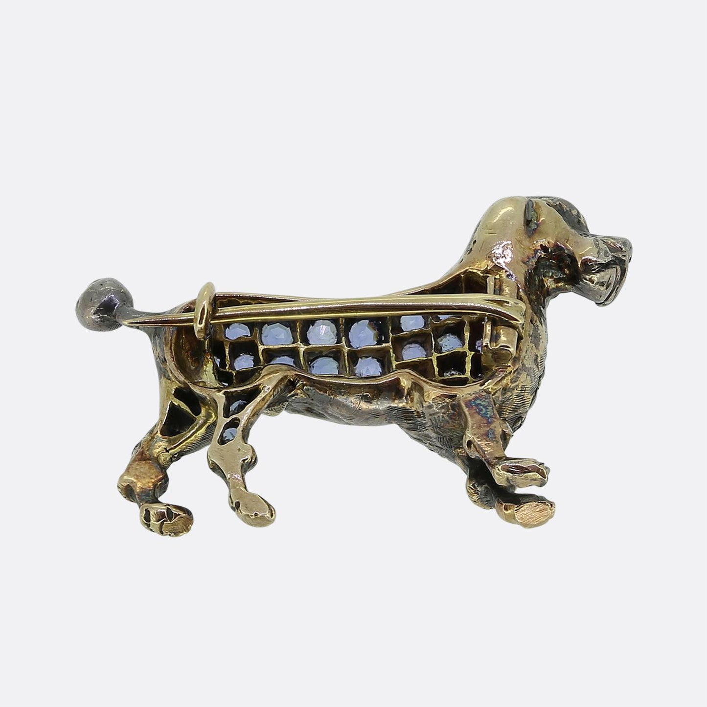 Victorian Sapphire and Ruby Poodle Dog Brooch
