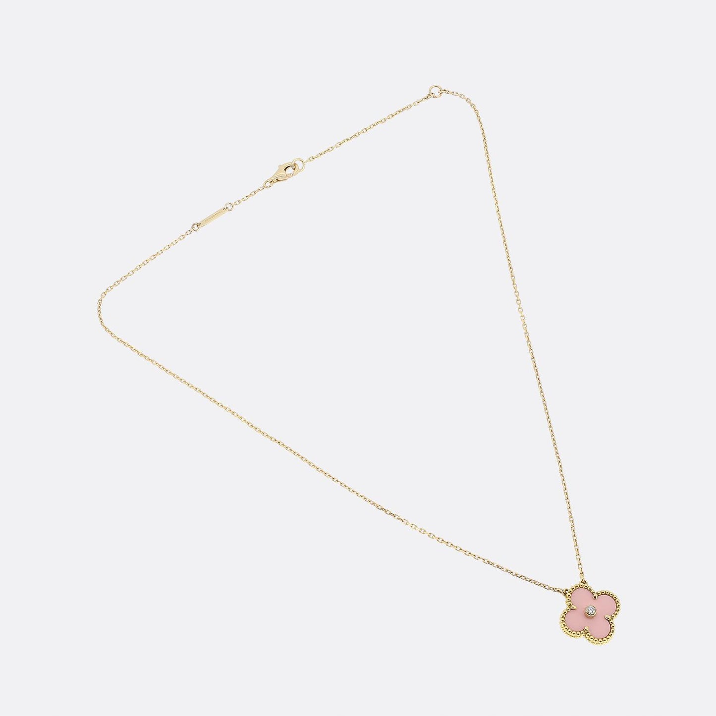 Van Cleef & Arpels Alhambra Pink Porcelain and Diamond Necklace