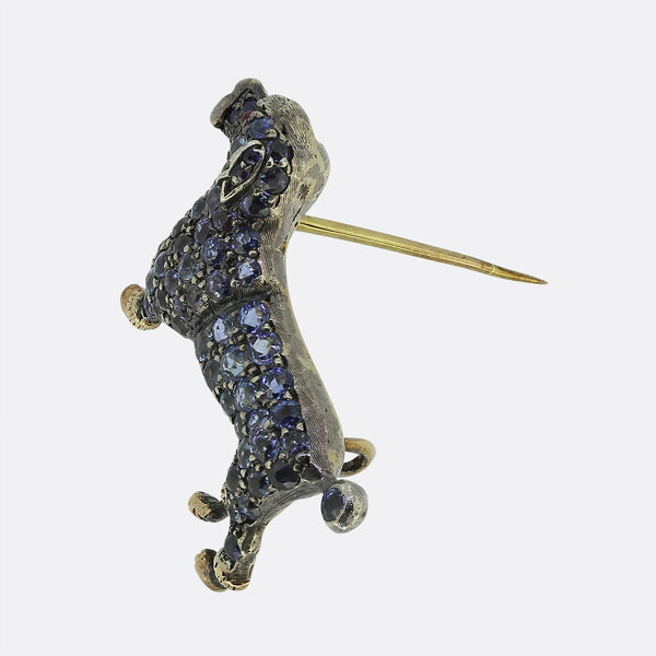 Victorian Sapphire and Ruby Poodle Dog Brooch