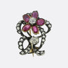 Victorian Burmese Ruby and Diamond Flower Brooch