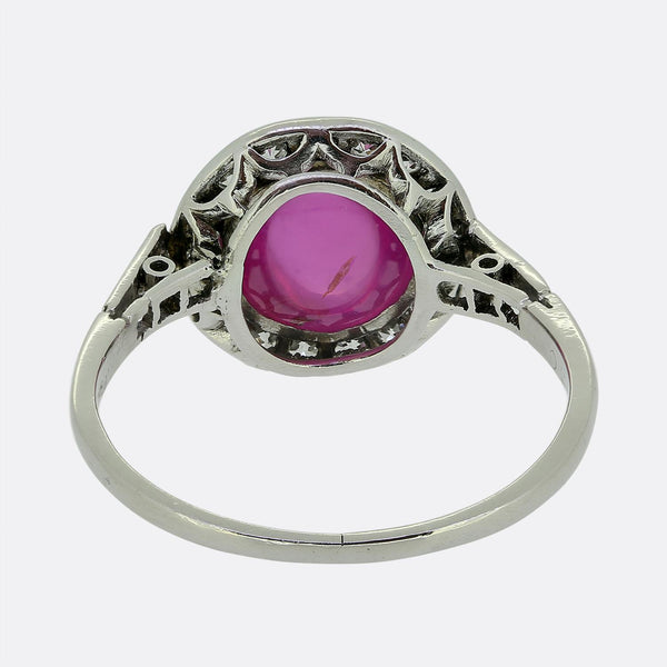 Art Deco Cabochon Ruby and Diamond Ring