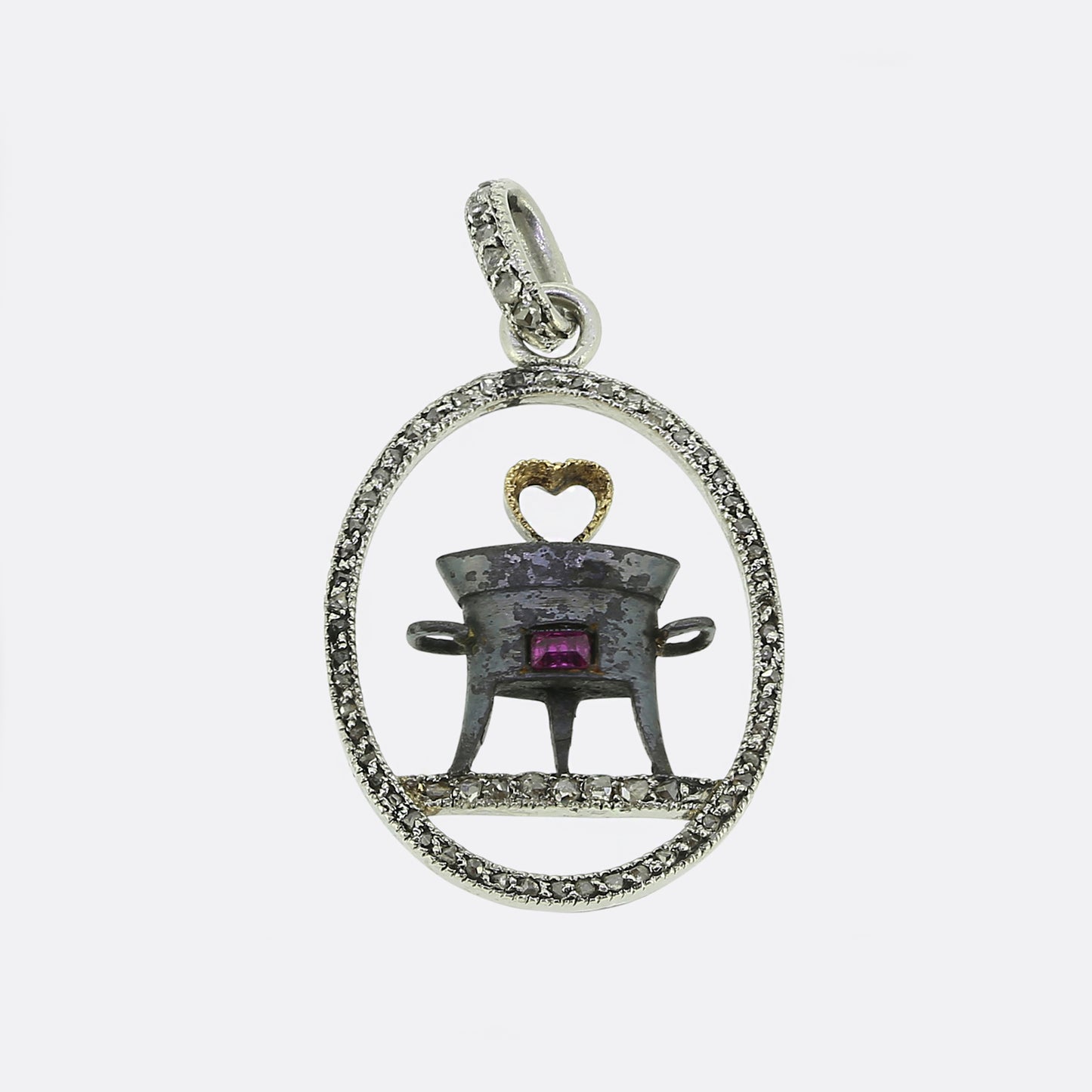 Cartier Ruby and Diamond Cauldron Pendant