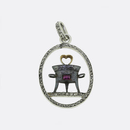 Cartier Ruby and Diamond Cauldron Pendant