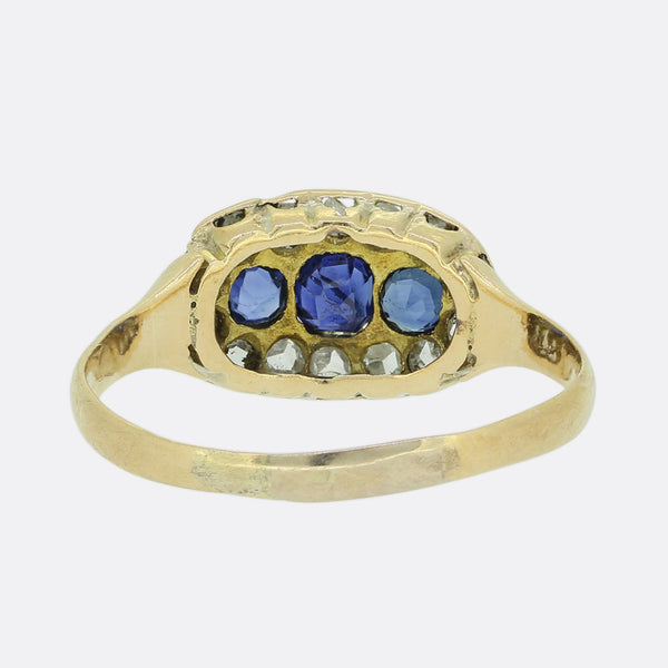 Victorian Sapphire and Diamond Cluster Ring