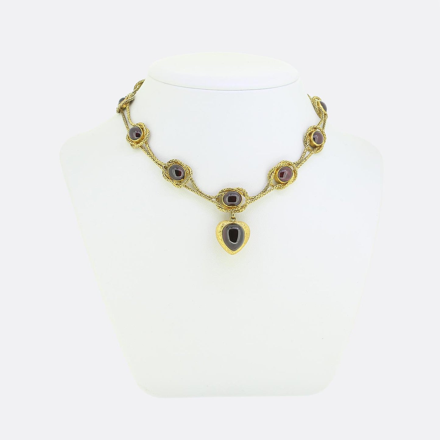 Antique Cabochon Garnet Drop Necklace