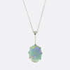 Vintage Black Opal and Diamond Pendant Necklace