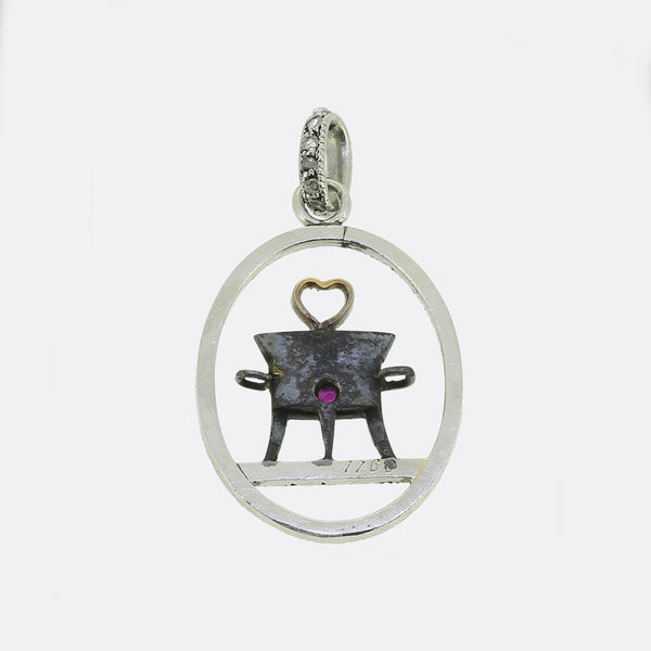 Cartier Ruby and Diamond Cauldron Pendant