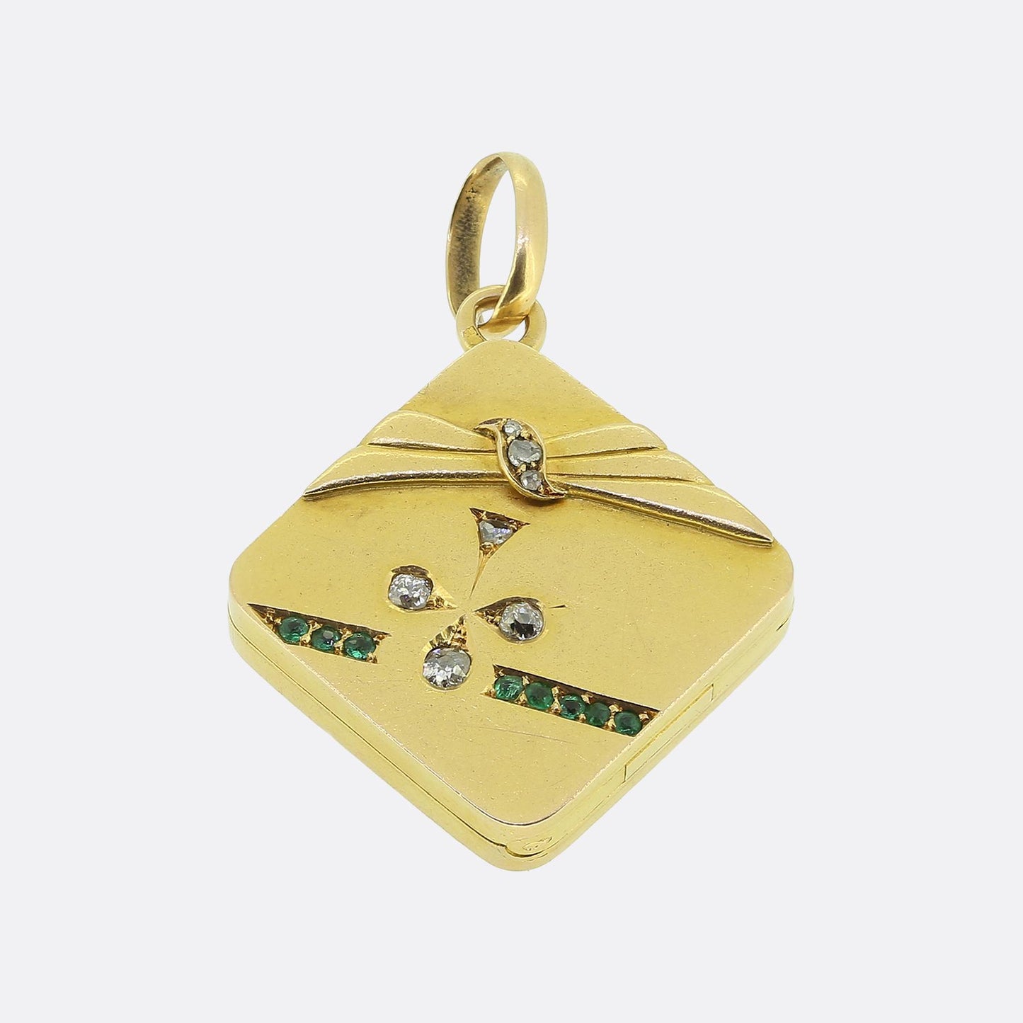 Antique Emerald and Diamond Pill Box Pendant