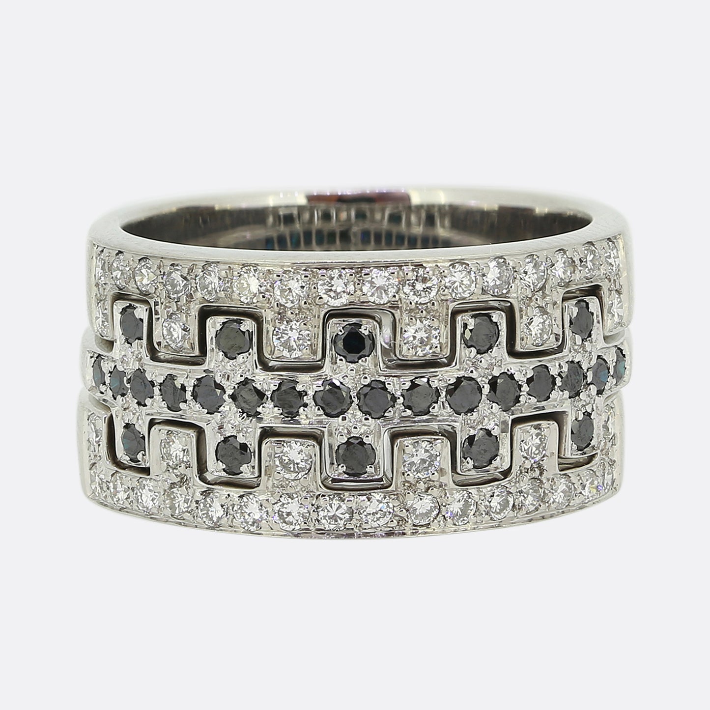 Vintage Black and White Diamond Interlocking Ring