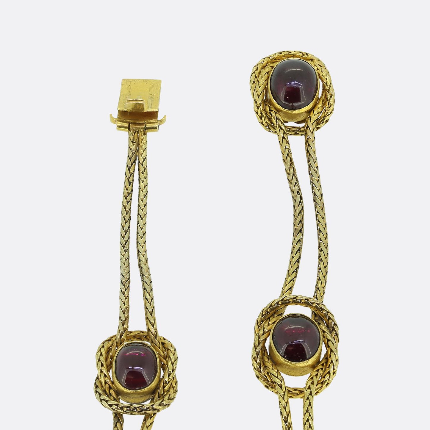 Antique Cabochon Garnet Drop Necklace