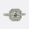 Art Deco Style 0.75 Carat Cushion Diamond Cluster Ring