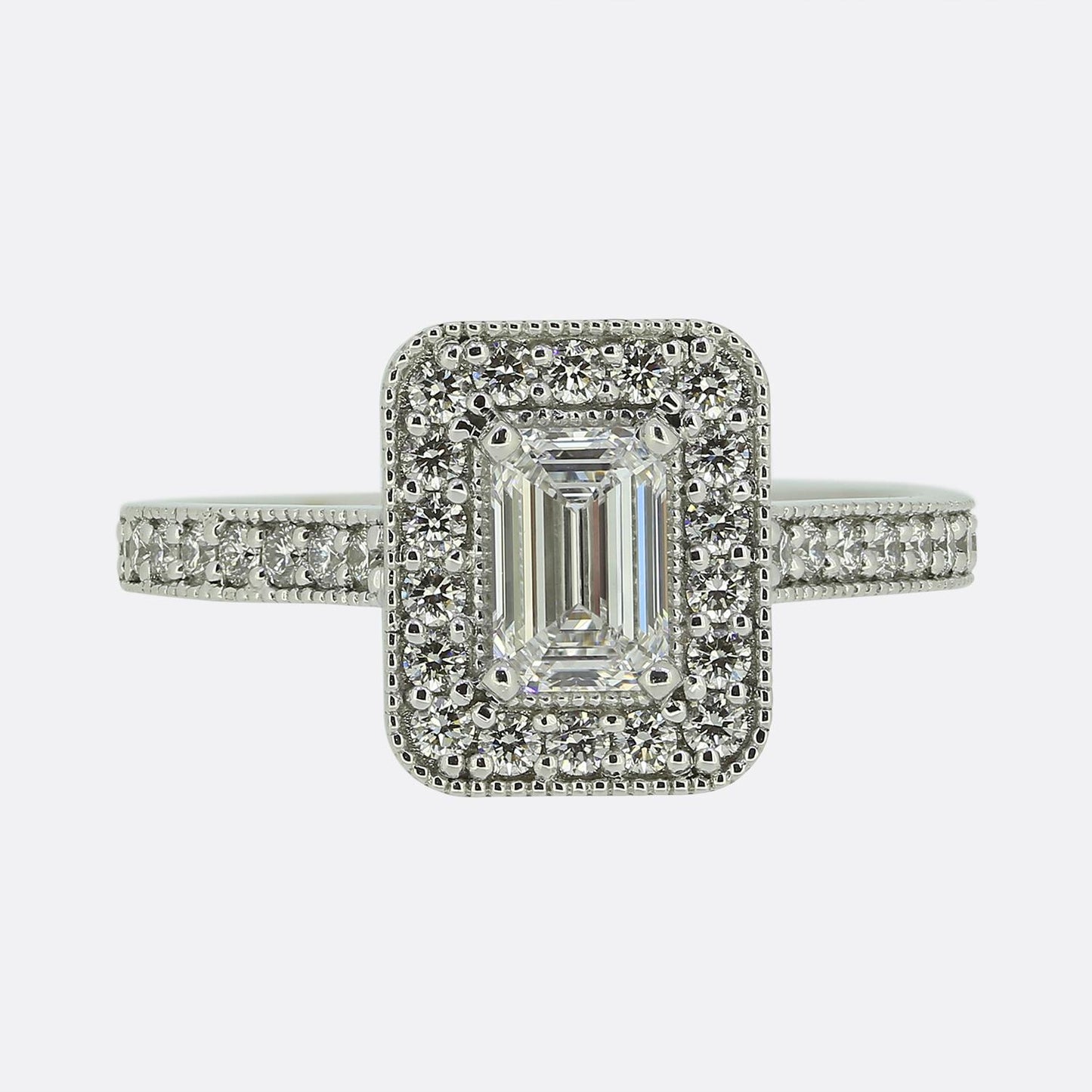 0.75 Carat Emerald-Cut Diamond Cluster Ring