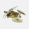 Art Deco Ruby Diamond and Enamel Stagecoach Hansom Cab Carriage Brooch