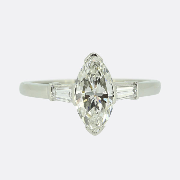 J.E Caldwell & Co. 1.30 Carat Marquise Cut Diamond Engagement Ring
