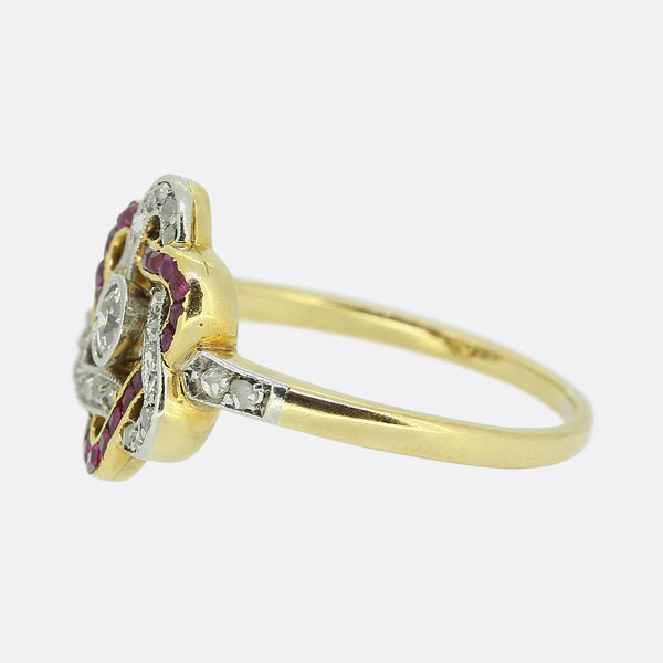 Art Deco Ruby and Diamond Star Ring