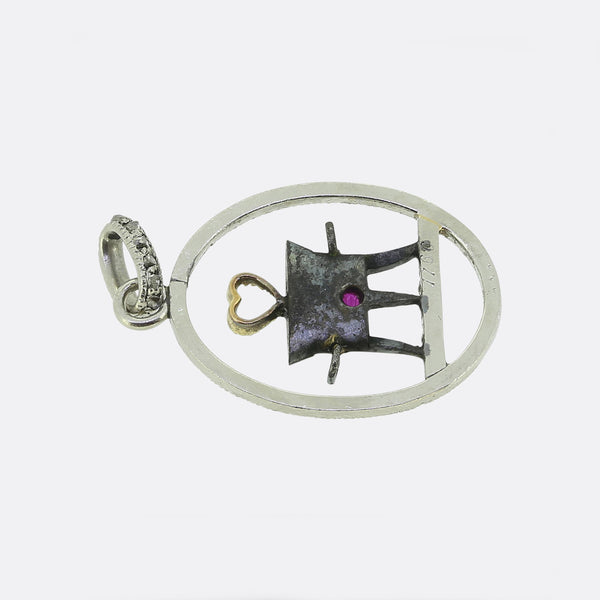 Cartier Ruby and Diamond Cauldron Pendant