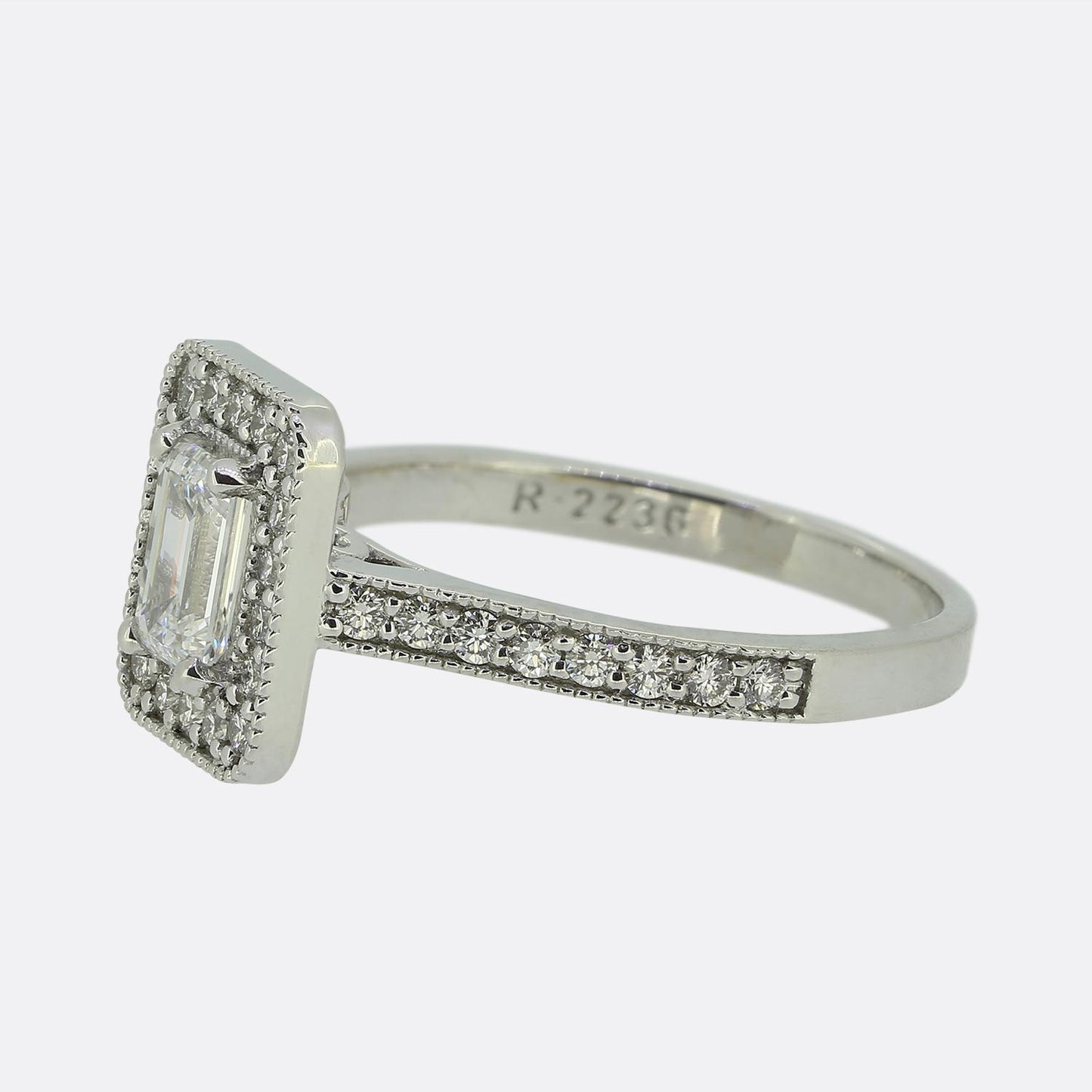 0.75 Carat Emerald-Cut Diamond Cluster Ring