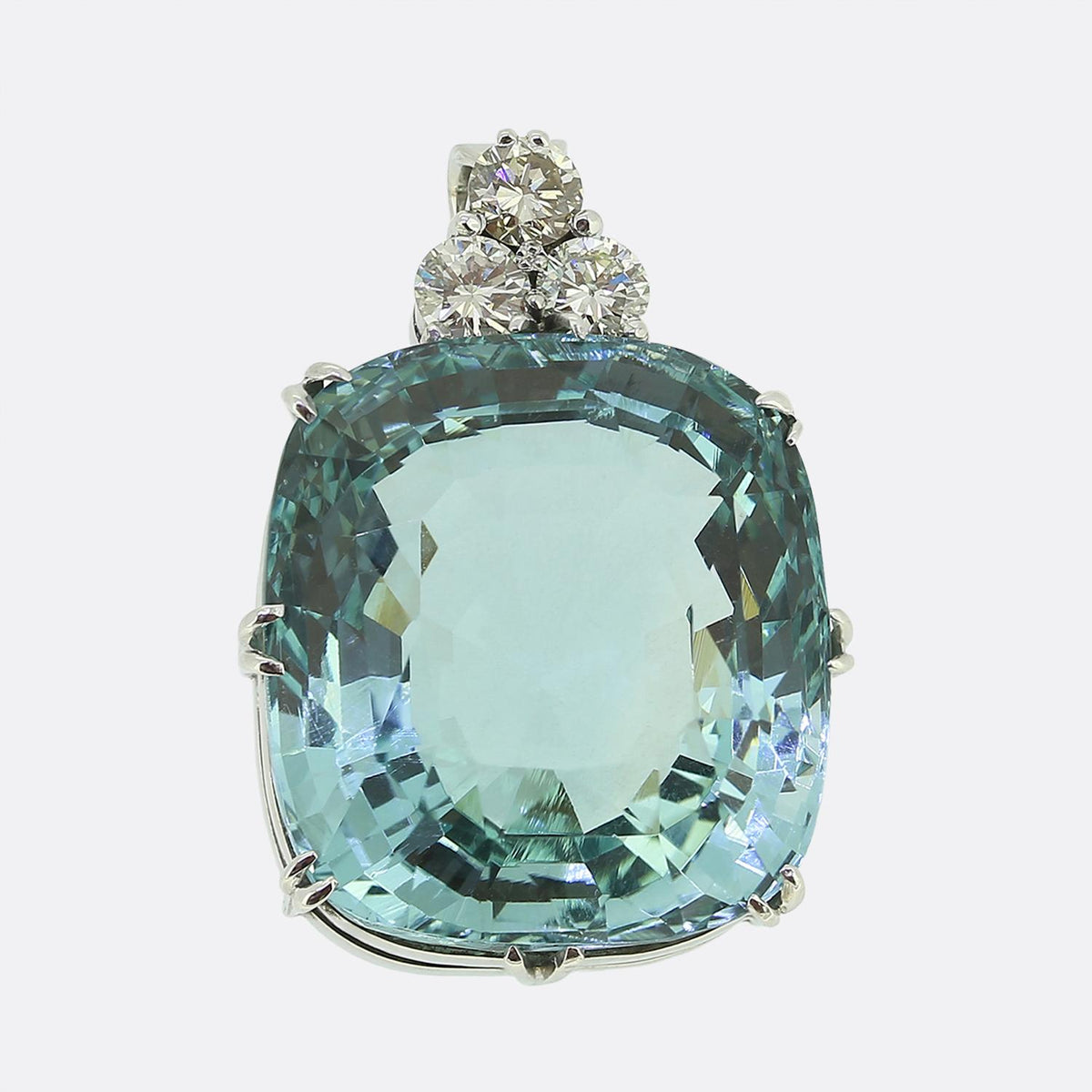 Vintage Aquamarine and Diamond Pendant
