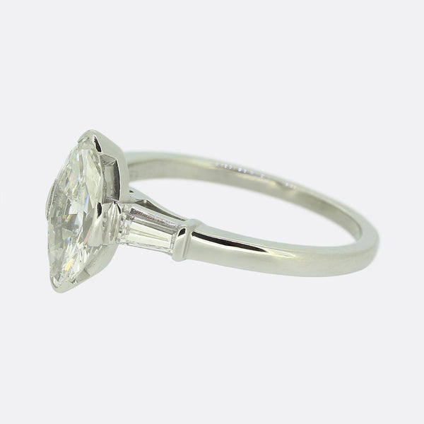 J.E Caldwell & Co. 1.30 Carat Marquise Cut Diamond Engagement Ring