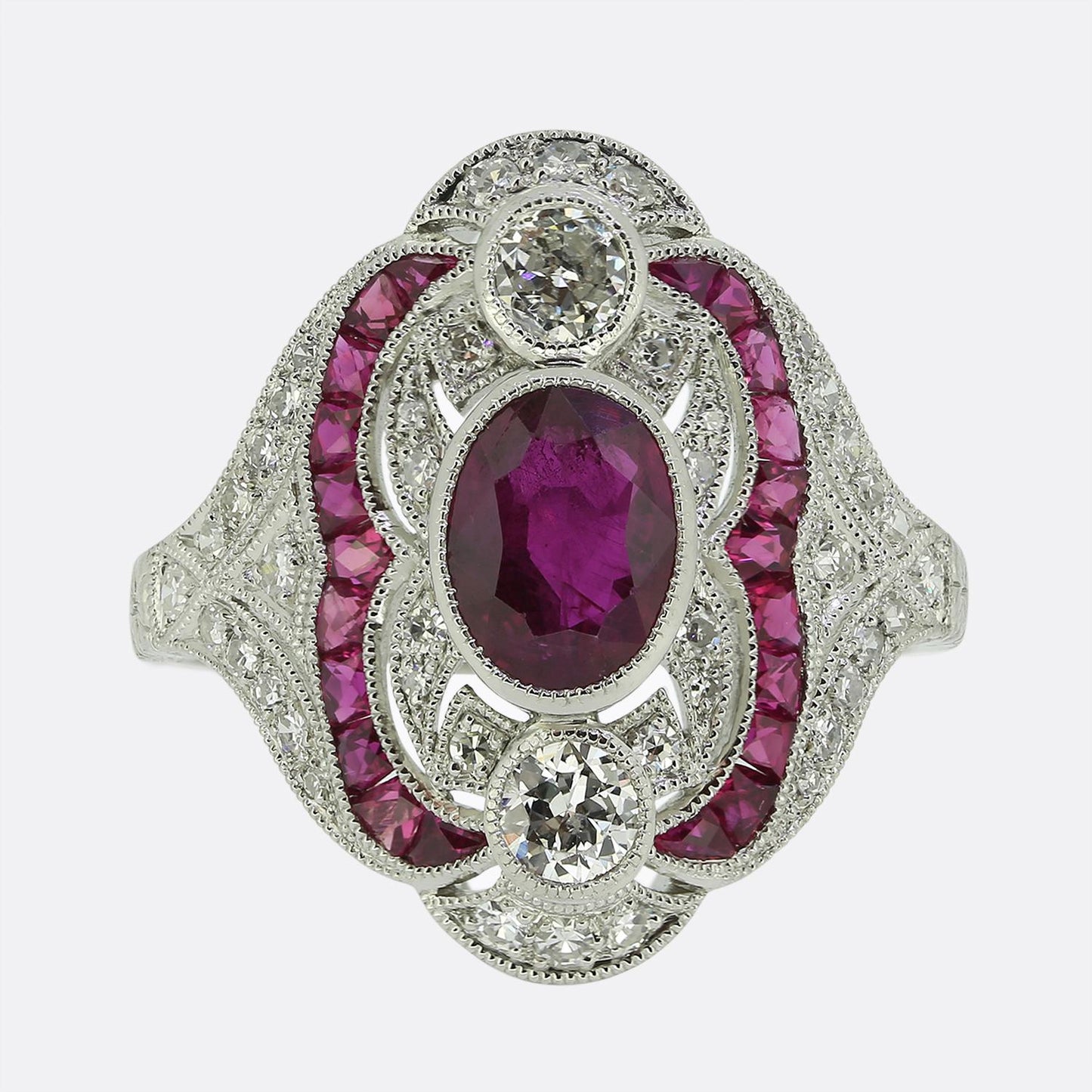 Art Deco Style Ruby and Diamond Ring