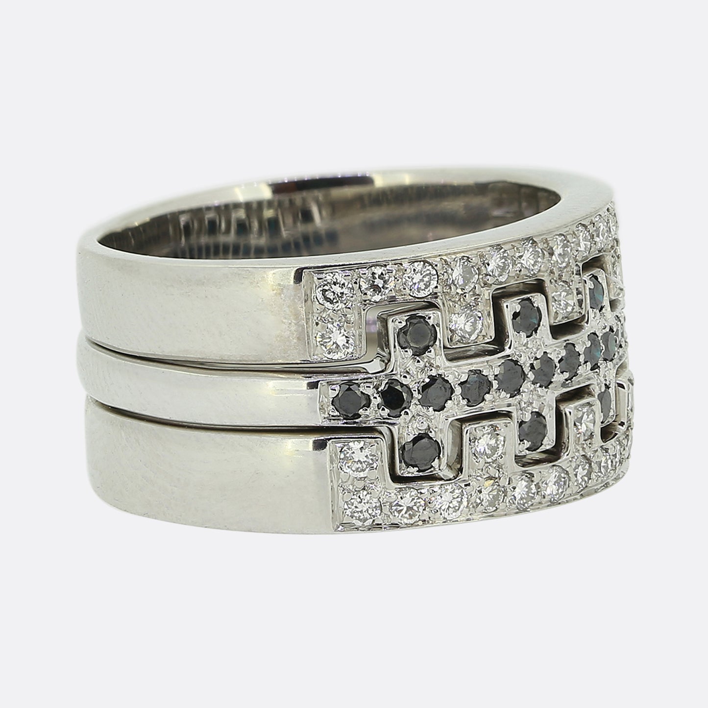 Vintage Black and White Diamond Interlocking Ring