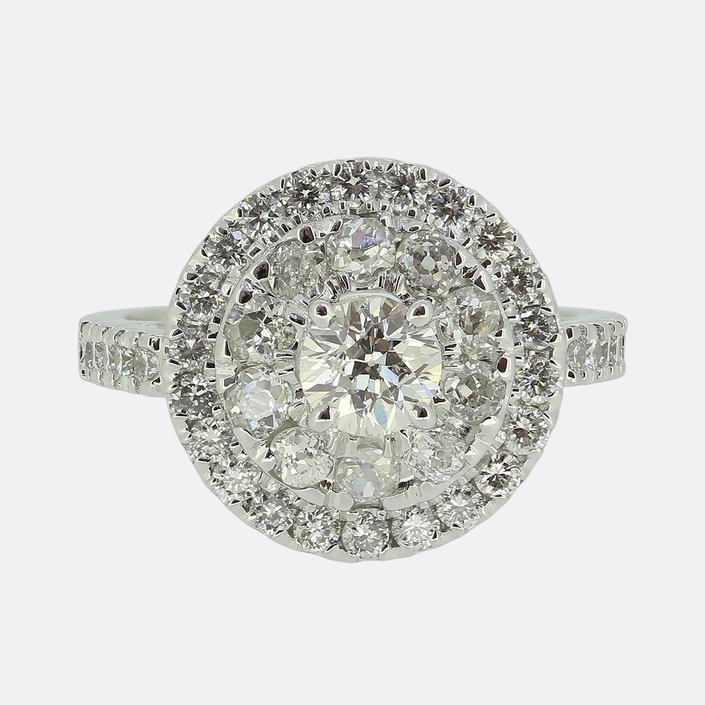 1.70 Carat Diamond Halo Engagement Ring