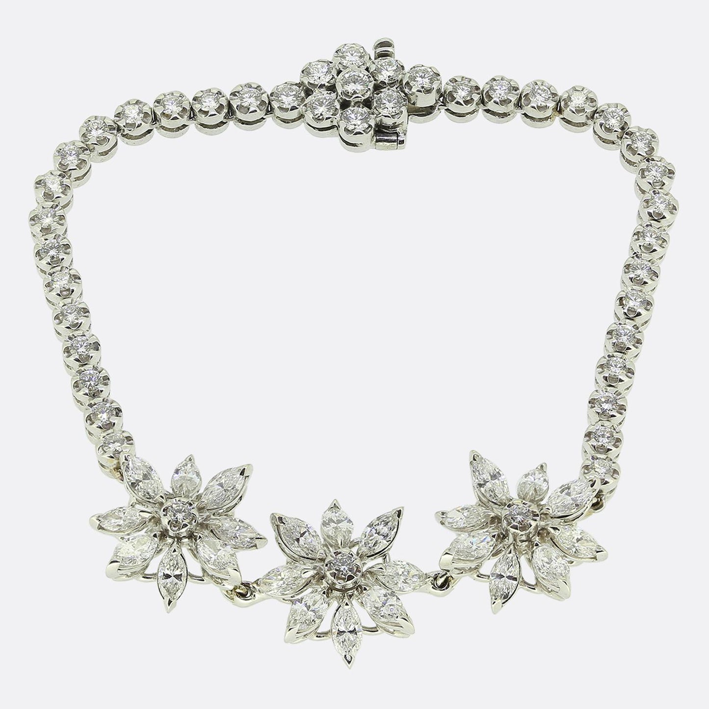 Asprey 5.00 Carat Diamond Triple Cluster Bracelet