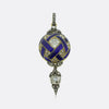 Victorian Blue Enamel and Diamond Locket Pendant