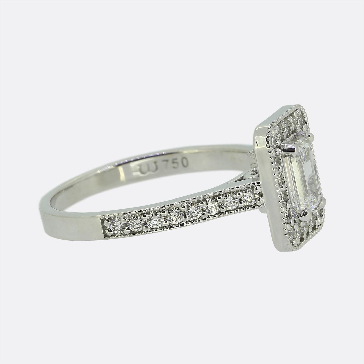 0.75 Carat Emerald-Cut Diamond Cluster Ring