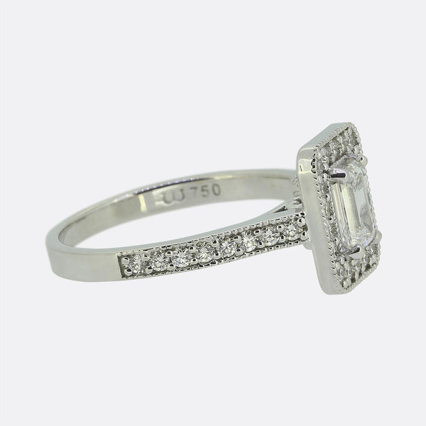0.75 Carat Emerald-Cut Diamond Cluster Ring