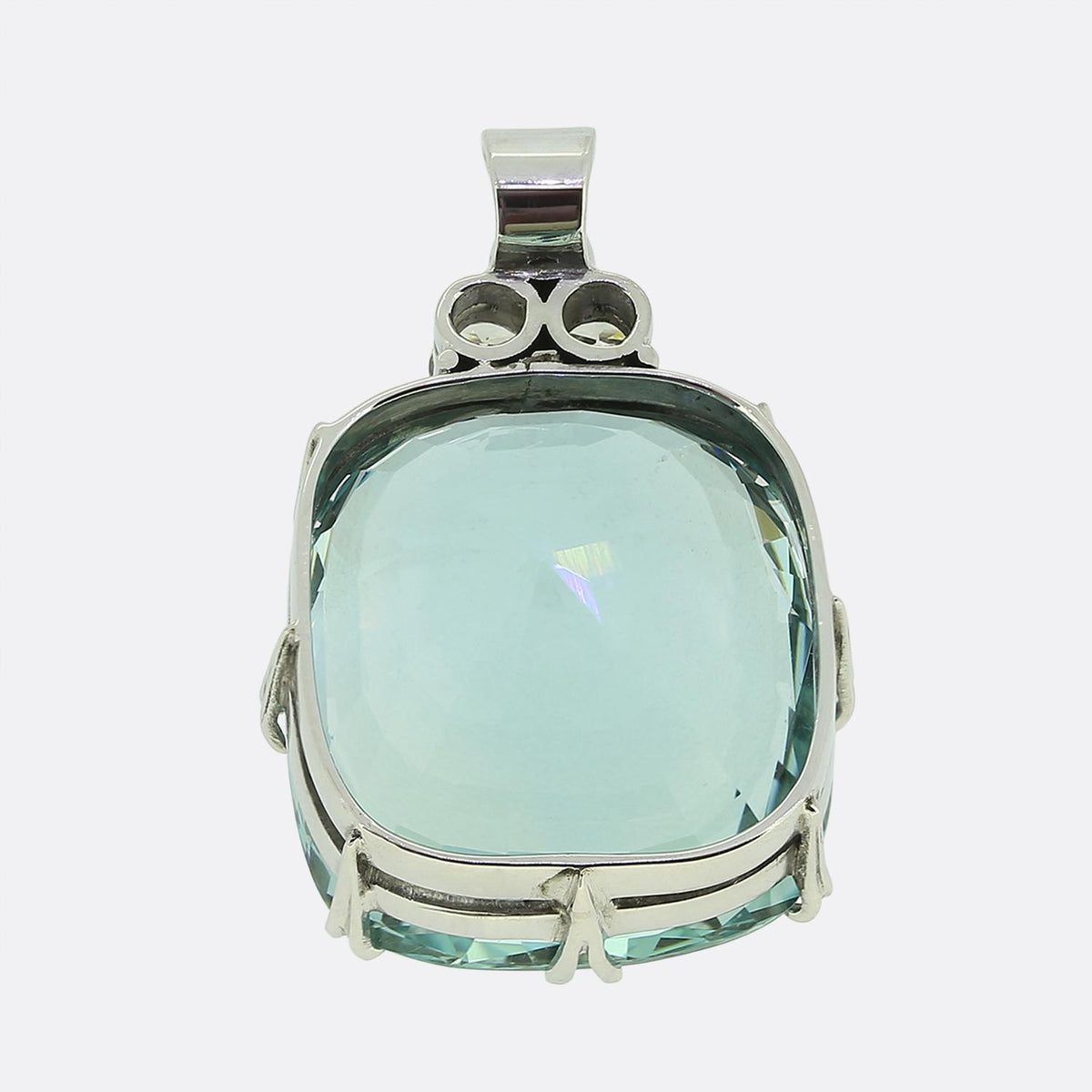 Vintage Aquamarine and Diamond Pendant