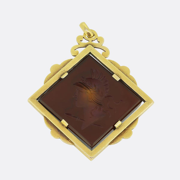 Antique Carved Carnelian Centurion Pendant