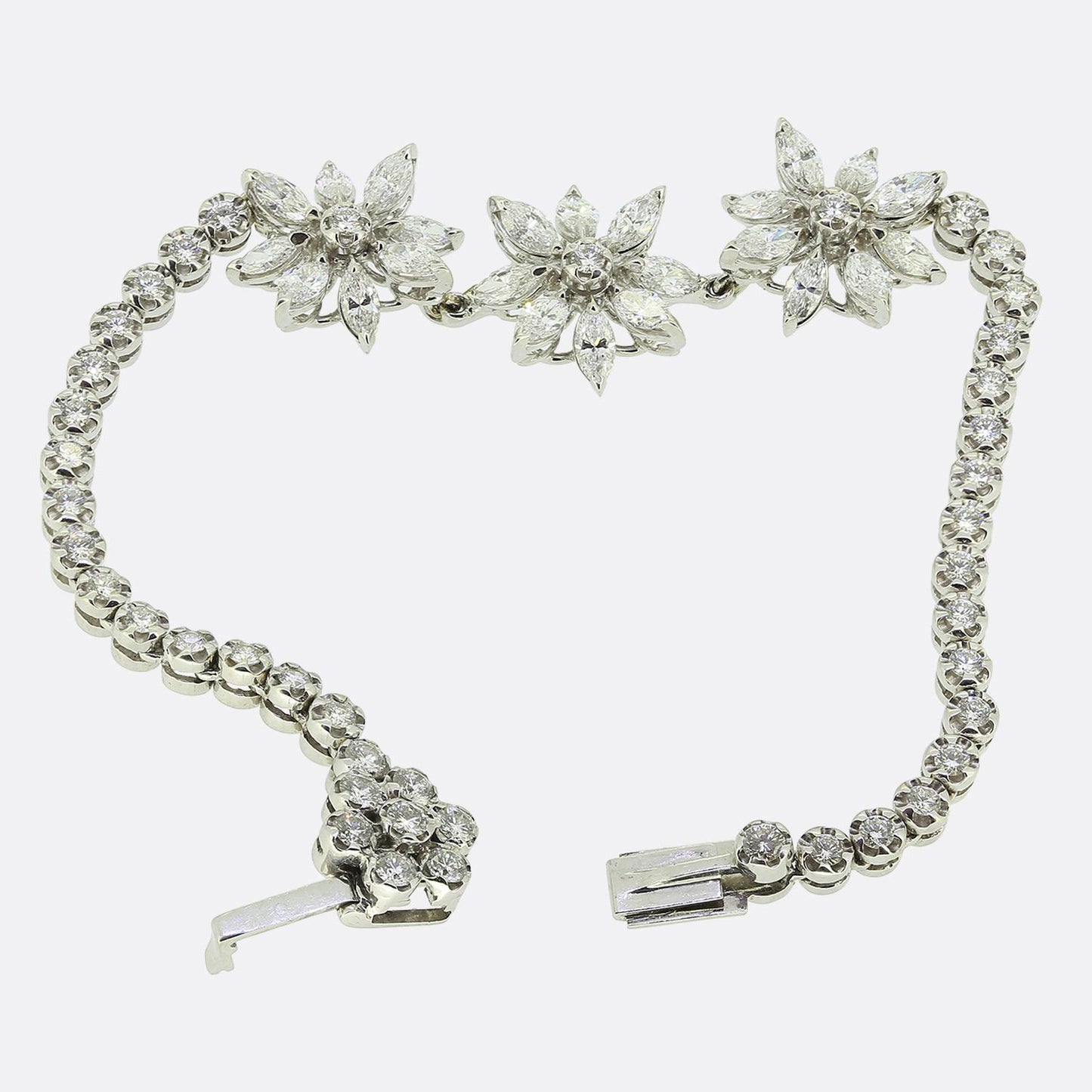 Asprey 5.00 Carat Diamond Triple Cluster Bracelet