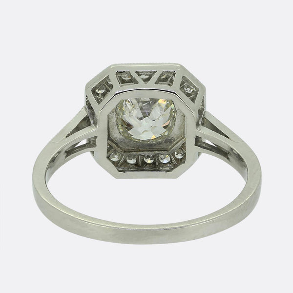 Art Deco Style 0.75 Carat Cushion Diamond Cluster Ring