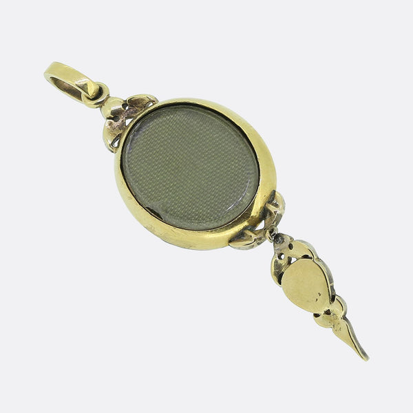 Victorian Blue Enamel and Diamond Locket Pendant