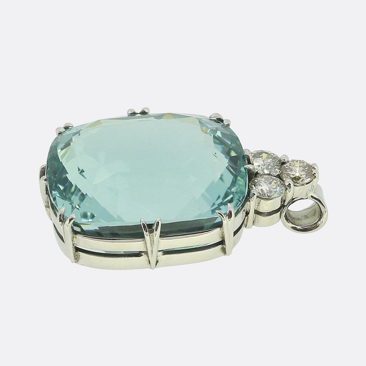 Vintage Aquamarine and Diamond Pendant