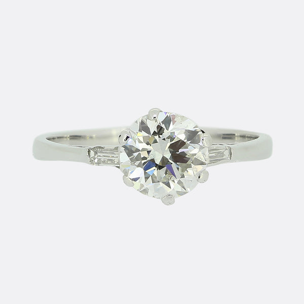 Art Deco 1.00 Carat Old Cut Diamond Solitaire Ring