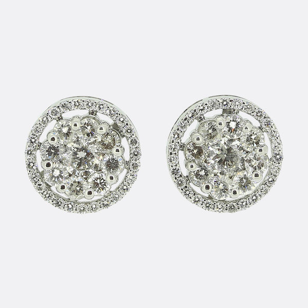 2.00 Carat Diamond Cluster Earrings