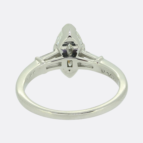 J.E Caldwell & Co. 1.30 Carat Marquise Cut Diamond Engagement Ring