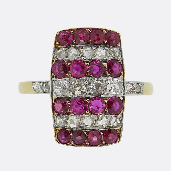 Art Deco Ruby and Diamond Tablet Ring