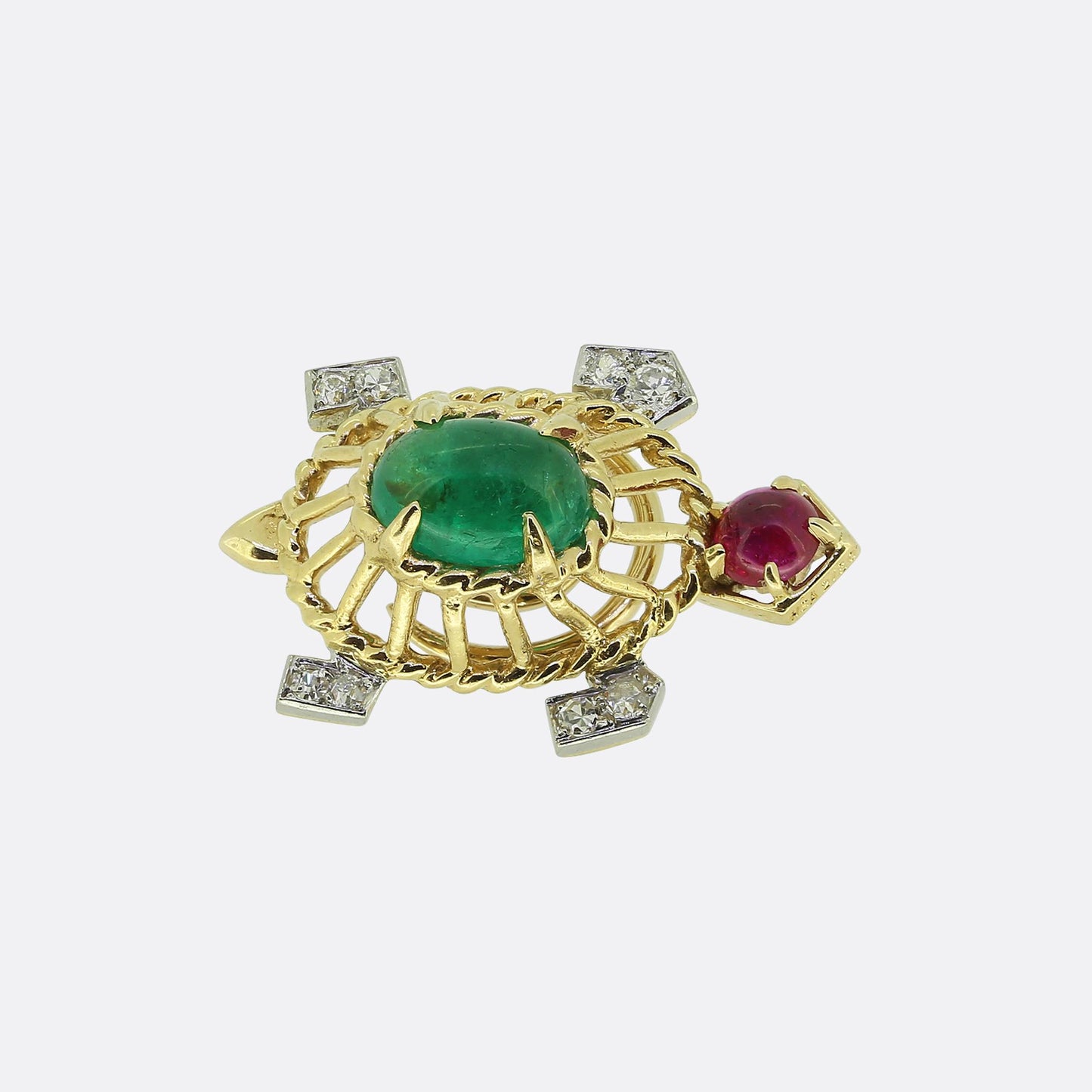 Cartier Emerald Ruby and Diamond Turtle Brooch