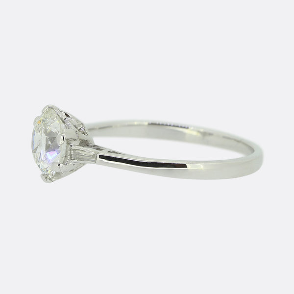 Art Deco 1.00 Carat Old Cut Diamond Solitaire Ring