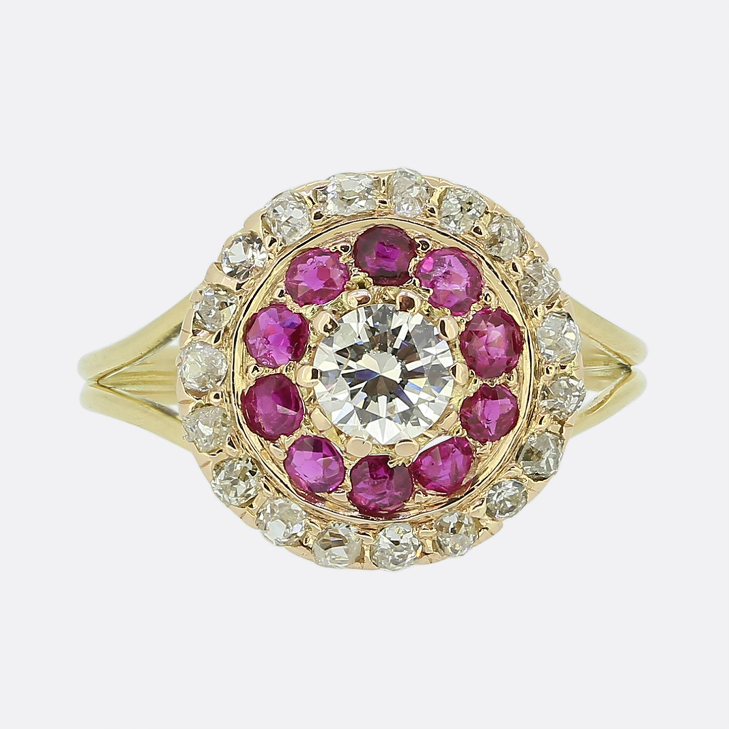 Antique Ruby and Diamond Cluster Ring