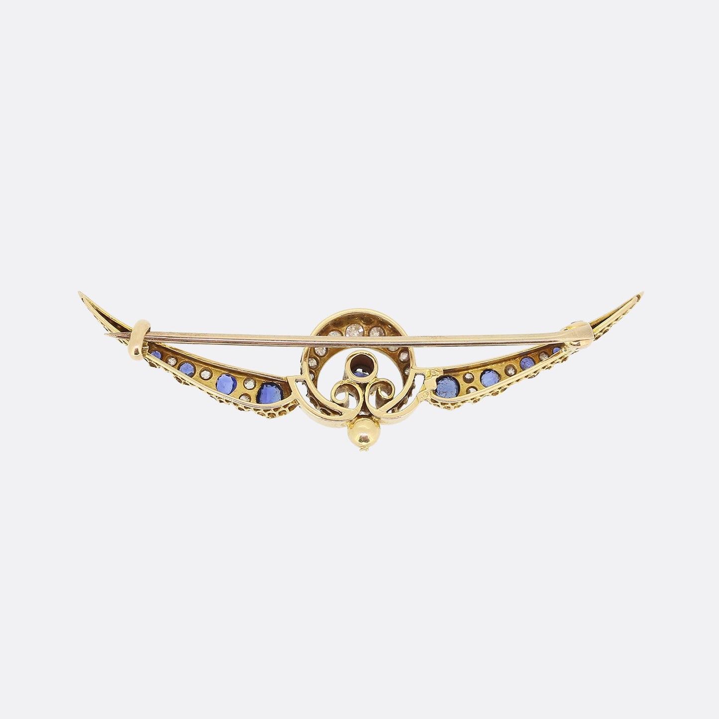 Victorian Sapphire and Diamond Crescent Brooch