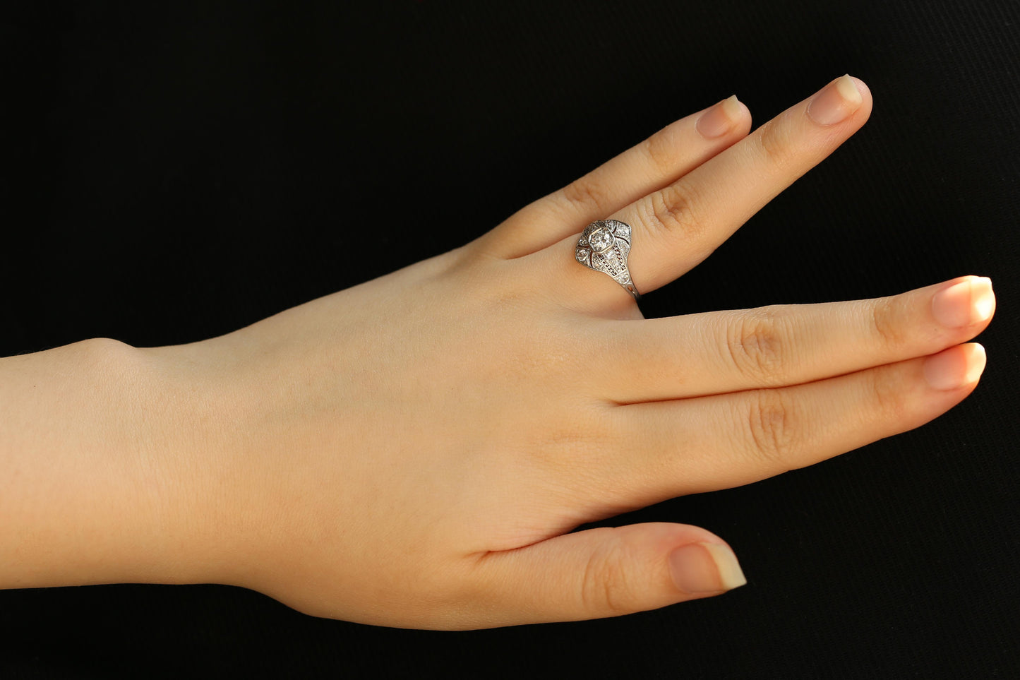 Art Deco Diamond Filigree Ring
