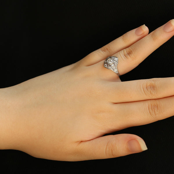 Art Deco Diamond Filigree Ring