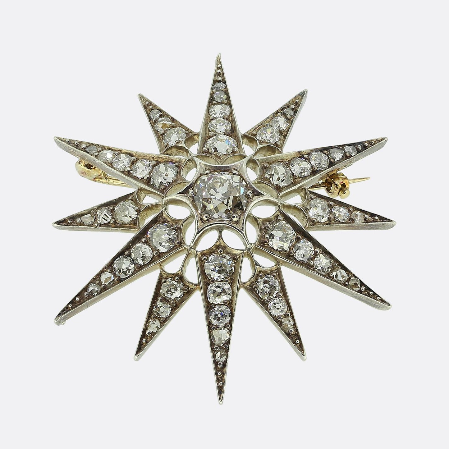 Victorian Old Cut Diamond Star Brooch