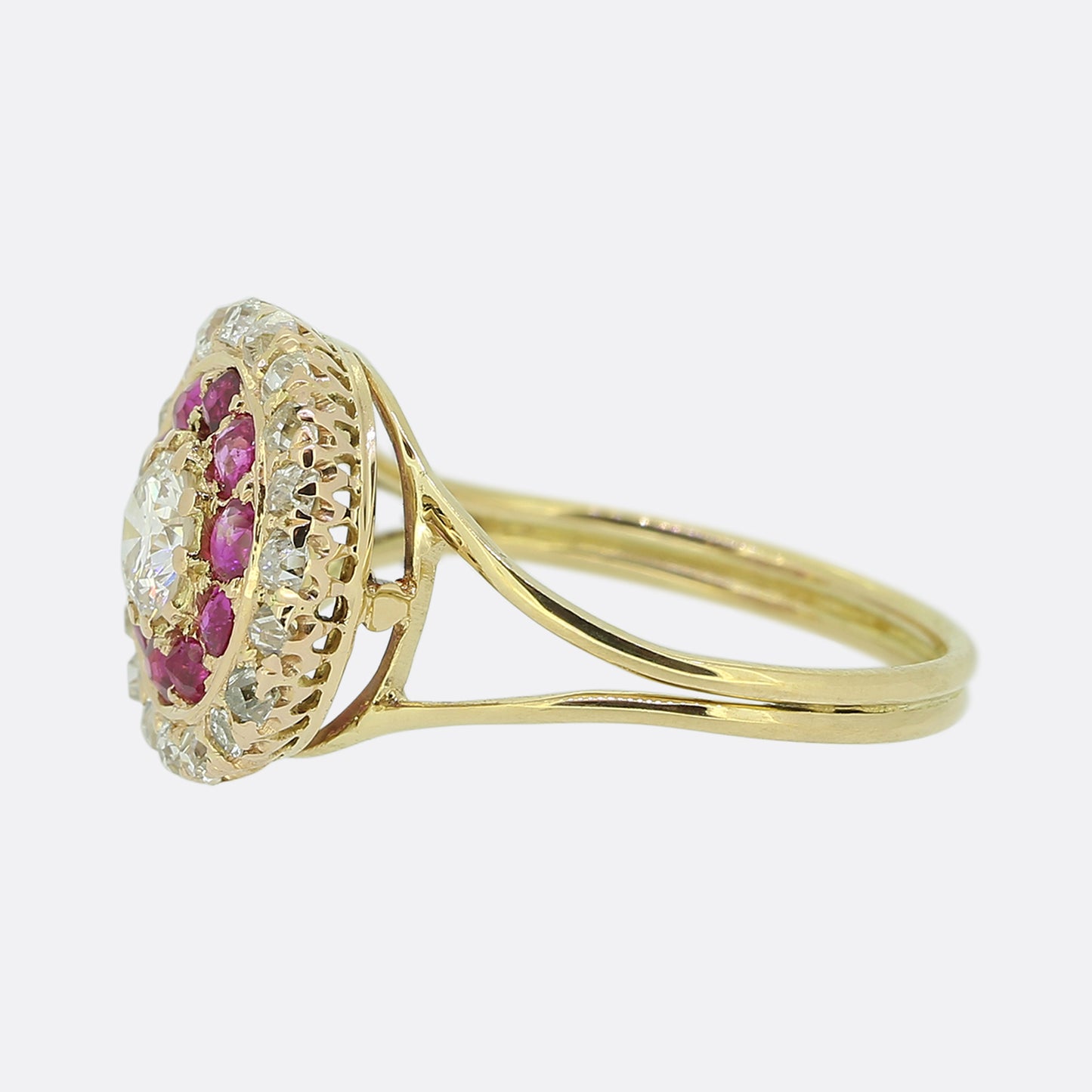 Antique Ruby and Diamond Cluster Ring