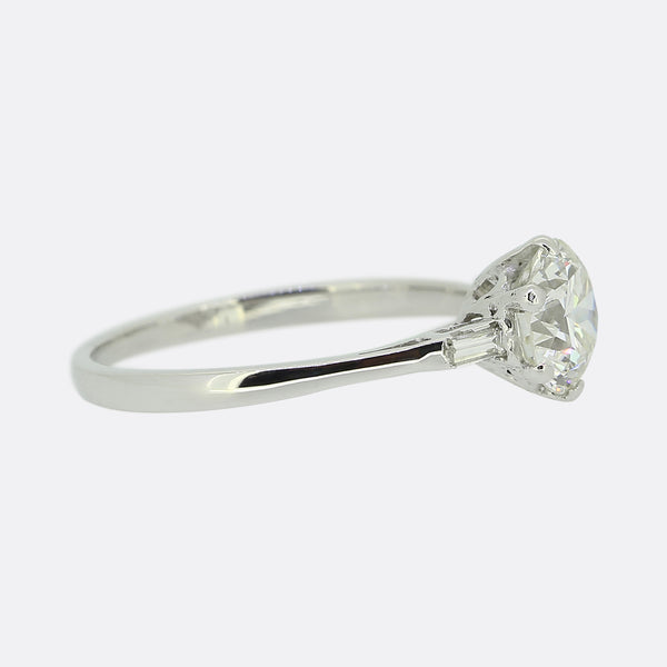 Art Deco 1.00 Carat Old Cut Diamond Solitaire Ring